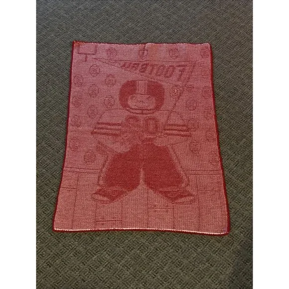 Baby Blanket Footballs Player Flag Red White Cotton Knit Blankie Soft 24x31 Inch - Picture 6 of 6